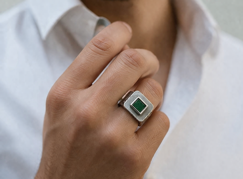 The Emerald Square Signet Ring