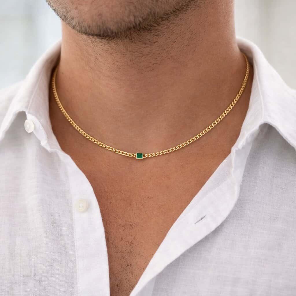 The Square Emerald Gold Necklace