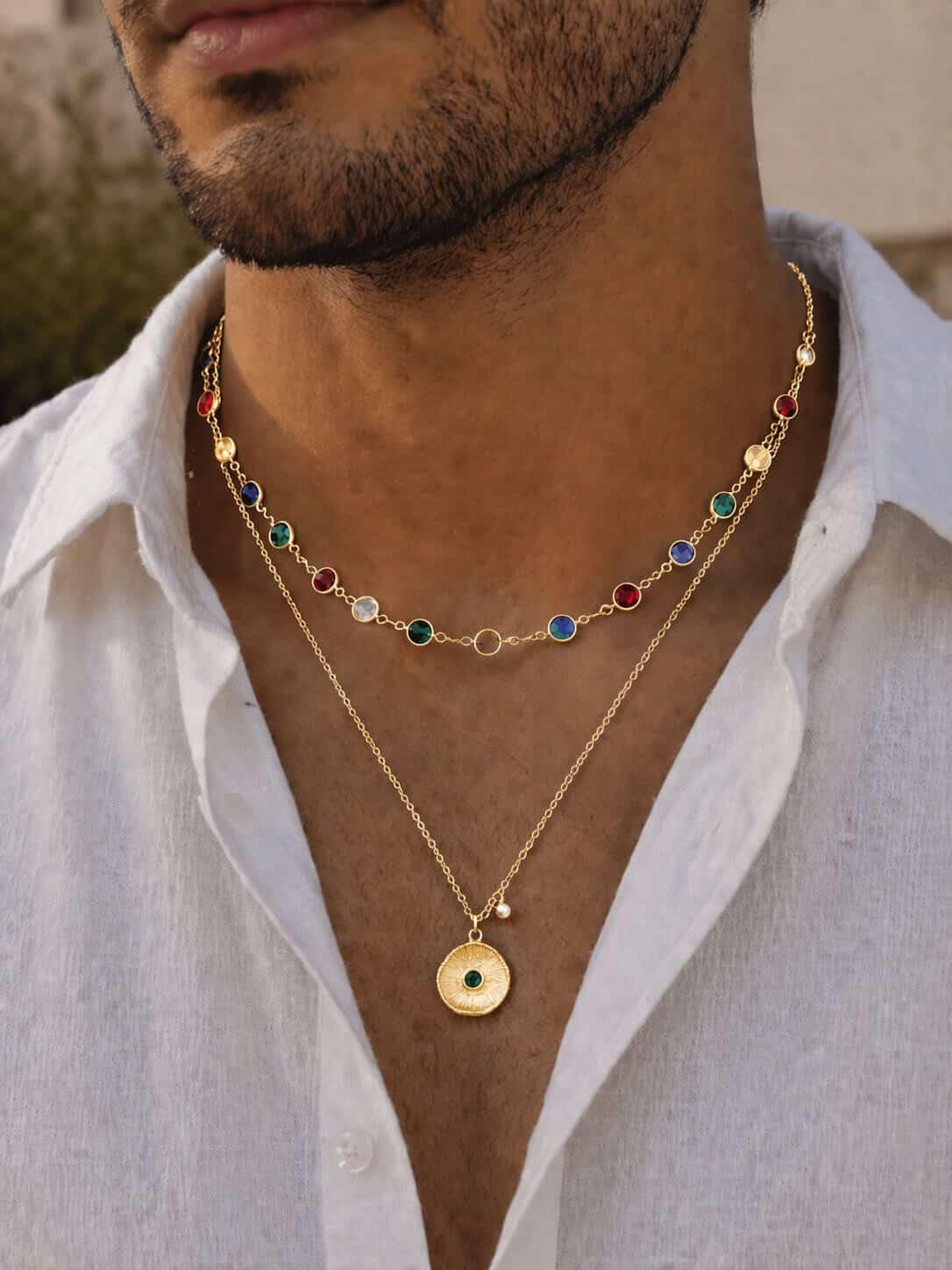 The colorfull set gold necklace